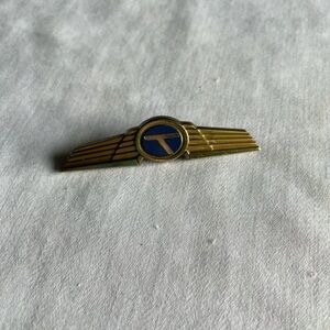 Gold and Blue Winged Badge Pin - Kids Accessory